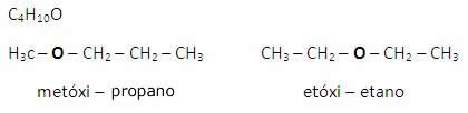 Text Box: C4H10O     CH3 – O – CH2 – CH3                  CH3 – CH2 – O – CH2 – CH3        metóxi-metano                              etóxi-etano